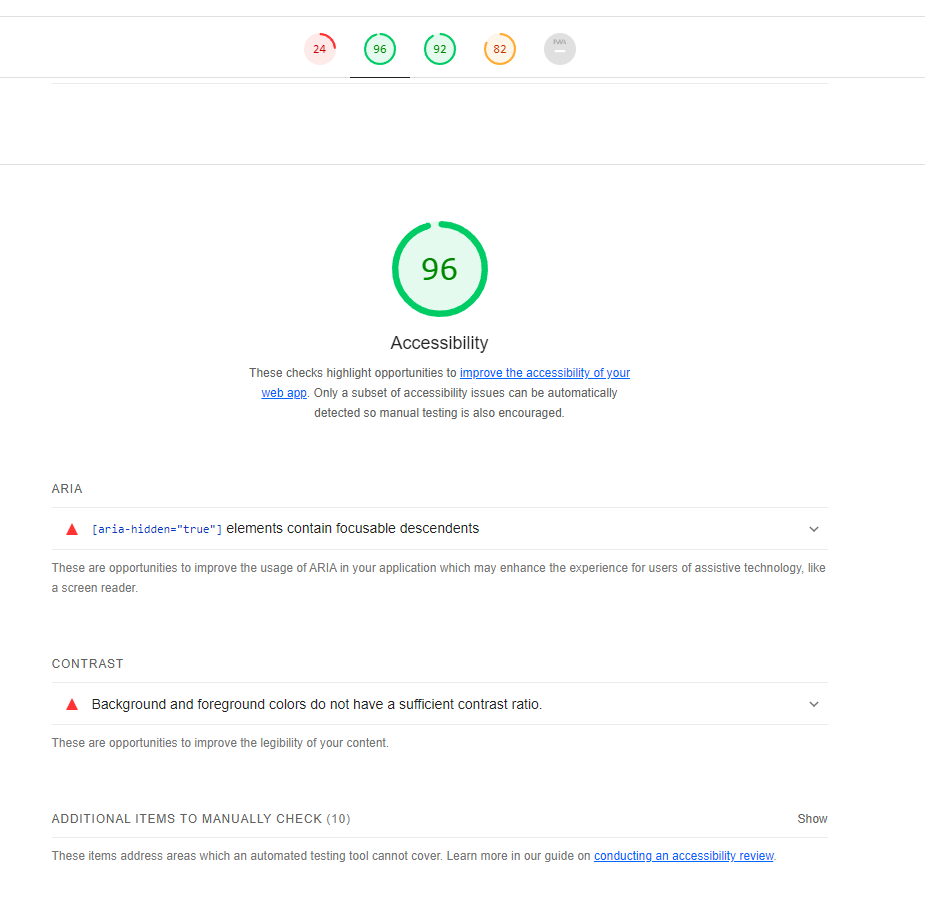 google lighthouse report