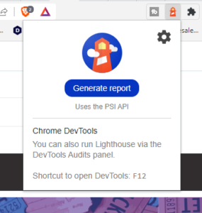 google lighthouse report widget